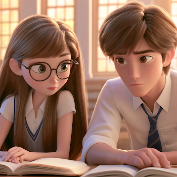 Studying Together in a High School Library