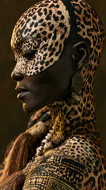 Stunning Congolese Model with Leopard Patterned Skin
