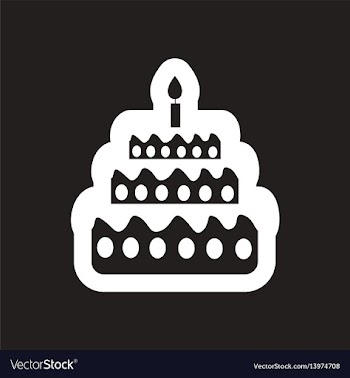 Style black and white icon birthday cake with vector image