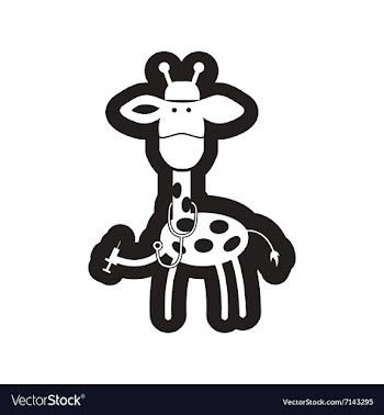 Style black and white icon giraffe doctor vector image