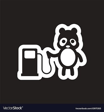 Style black and white icon panda worker refueling vector image