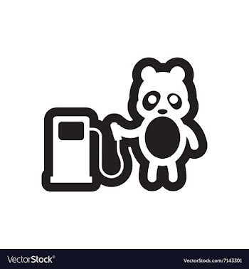 Style black and white icon Panda worker refueling vector image