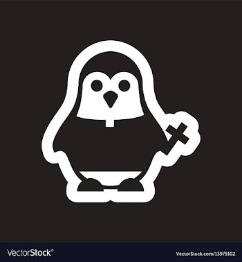 Style black and white icon penguin priest vector image
