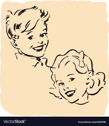 Stylised brother and sister vector image