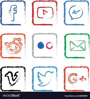 Stylised social media icon set vector image