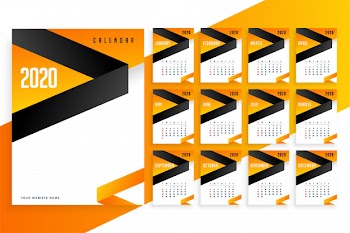 Stylish 2020 new year business calendar  template Free Vector