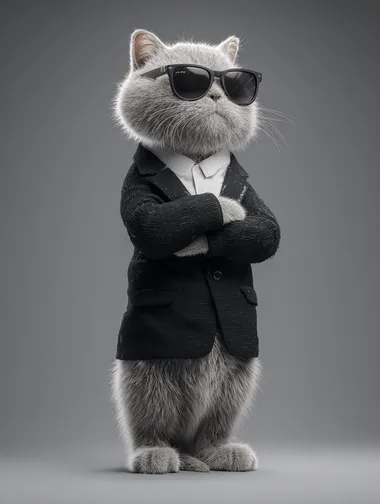 Stylish 3D British Shorthair Cat in Suit Stylish 3D British Shorthair Cat in Suit