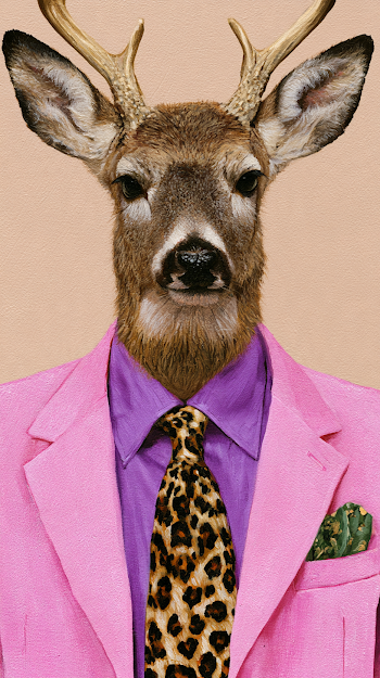 Stylish Anthropomorphic Deer in Pop Art