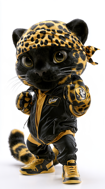 Stylish Anthropomorphic Panther Mascot Character