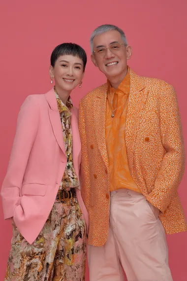 Stylish Asian Senior Couple in Modern Attire Stylish Asian Senior Couple in Modern Attire