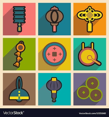 Stylish assembly icons of Japanese attributes vector image