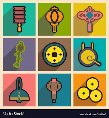 Stylish assembly icons of Japanese attributes vector image