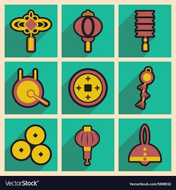 Stylish assembly icons of Japanese attributes vector image