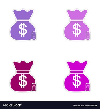 Stylish assembly sticker on paper bag of money vector image