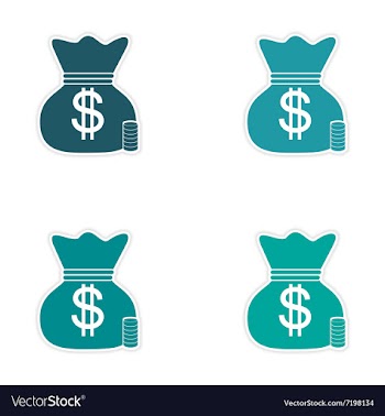 Stylish assembly sticker on paper bag of money vector image