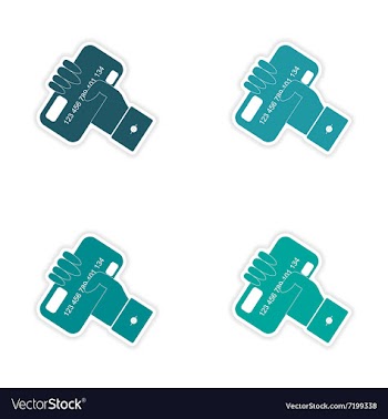 Stylish assembly sticker on paper bank card in vector image