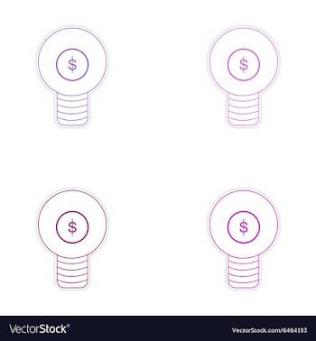Stylish assembly sticker on paper bulb and money vector image