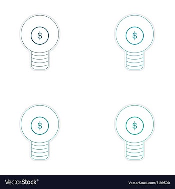 Stylish assembly sticker on paper bulb and money vector image
