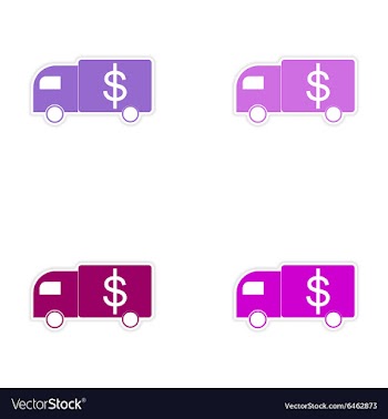 Stylish assembly sticker on paper car and money vector image