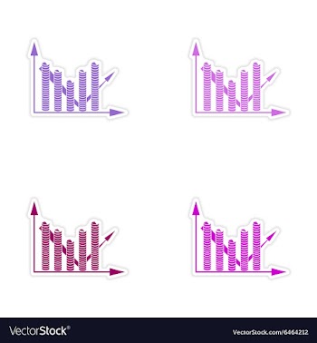 Stylish assembly sticker on paper chart and coins vector image