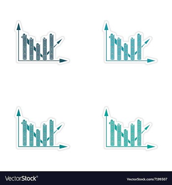 Stylish assembly sticker on paper chart and coins vector image