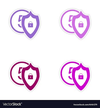 Stylish assembly sticker on paper Coin and Shield vector image