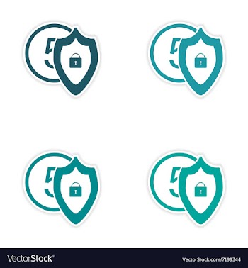 Stylish assembly sticker on paper Coin and Shield vector image