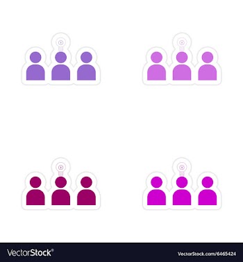 Stylish assembly sticker on paper Group people and vector image