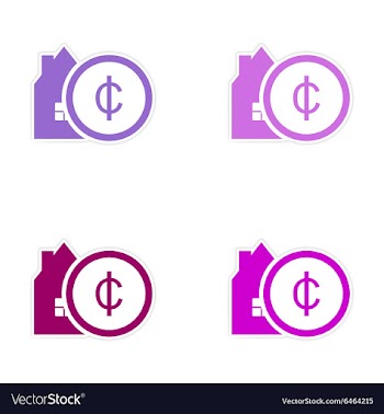 Stylish assembly sticker on paper House and money vector image