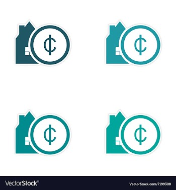 Stylish assembly sticker on paper House and money vector image