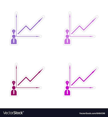 Stylish assembly sticker on paper Man and graph vector image