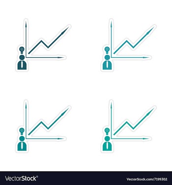 Stylish assembly sticker on paper Man and graph vector image