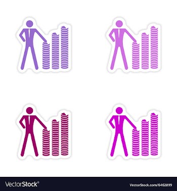Stylish assembly sticker on paper man and stack of vector image