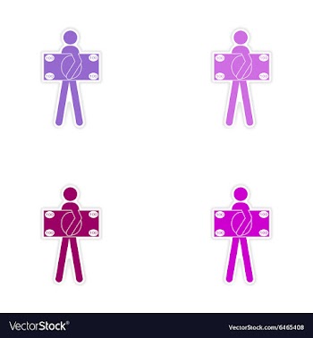 Stylish assembly sticker on paper man holding vector image