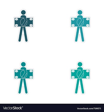 Stylish assembly sticker on paper man holding vector image