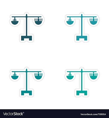 Stylish assembly sticker on paper money on scales vector image