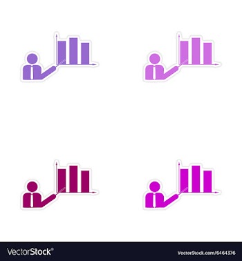 Stylish assembly sticker on paper People and chart vector image