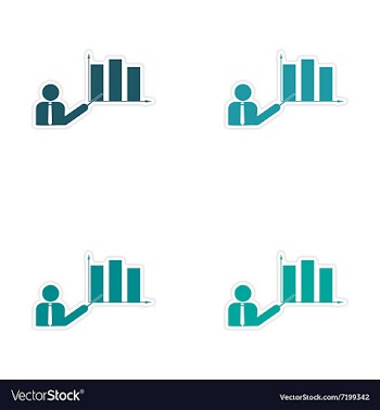 Stylish assembly sticker on paper People and chart vector image