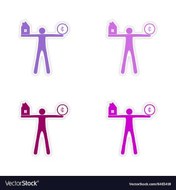 Stylish assembly sticker on paper people House vector image