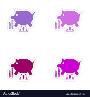 Stylish assembly sticker on paper piggy bank and vector image