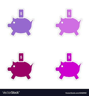 Stylish assembly sticker on paper piggy bank and vector image