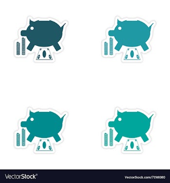 Stylish assembly sticker on paper piggy bank and vector image