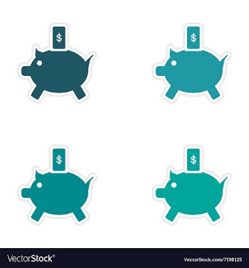 Stylish assembly sticker on paper piggy bank and vector image