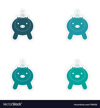 Stylish assembly sticker on paper piggy bank and vector image