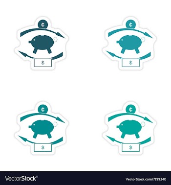 Stylish assembly sticker on paper piggy bank and vector image