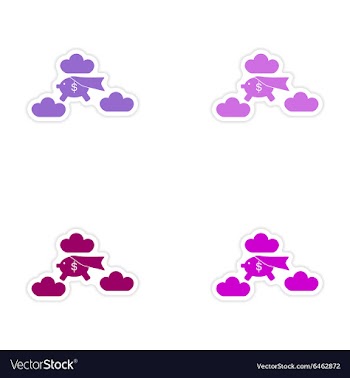 Stylish assembly sticker on paper piggy bank vector image