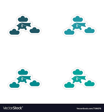 Stylish assembly sticker on paper piggy bank vector image