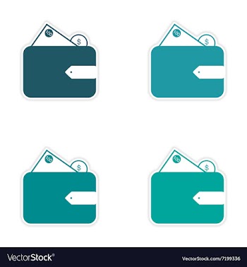Stylish assembly sticker on paper purse and money vector image