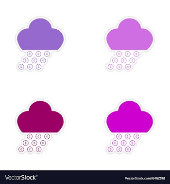 Stylish assembly sticker on paper rain cloud coins vector image