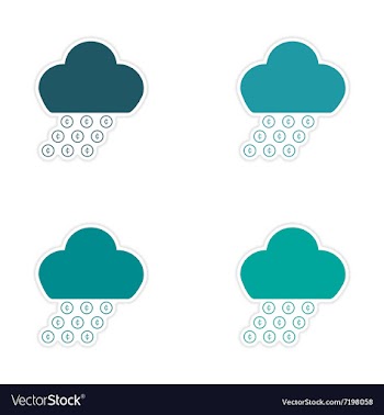 Stylish assembly sticker on paper rain cloud coins vector image